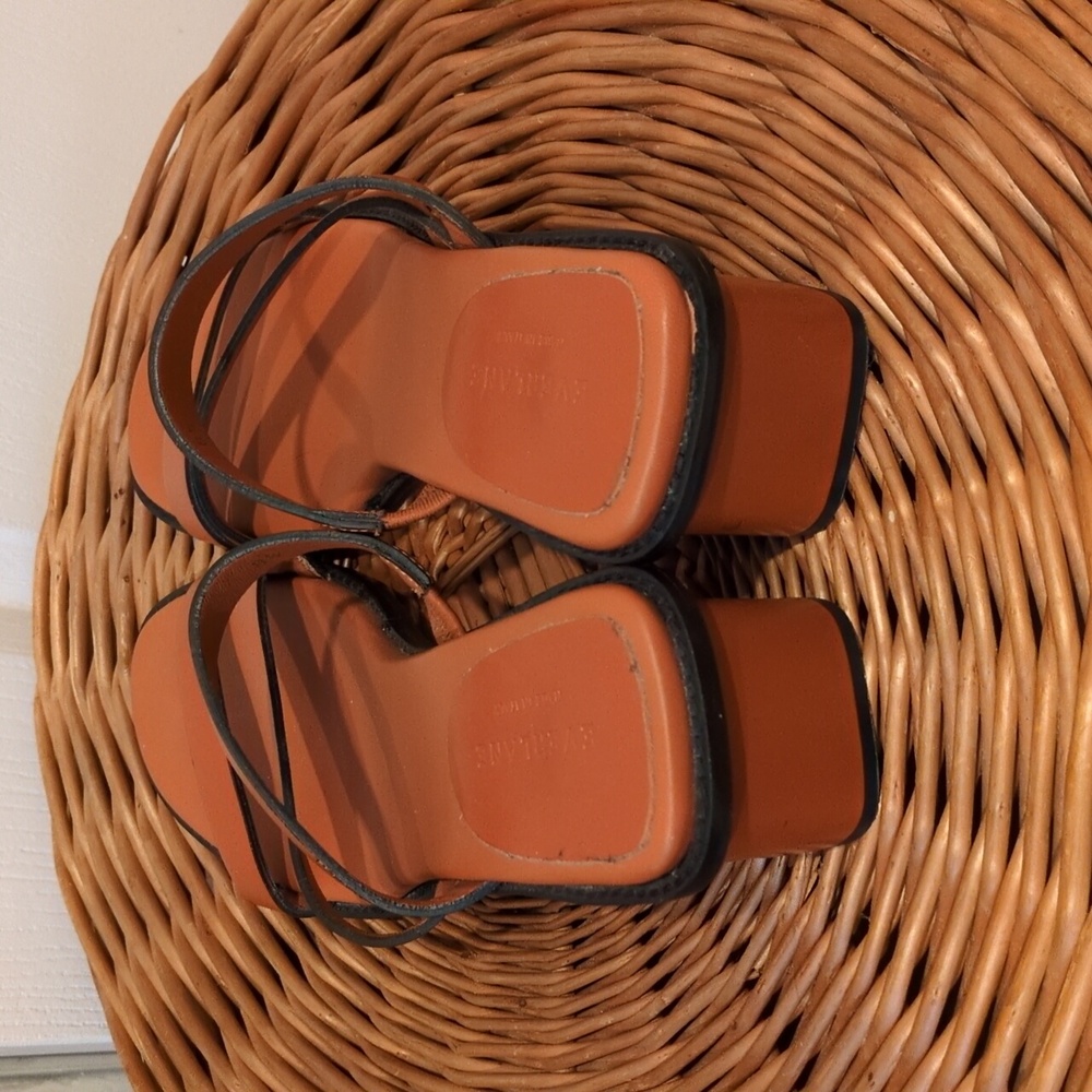 Everlane Orange Leather Heeled Strappy Sandal Womens 8 - Picture 4 of 7